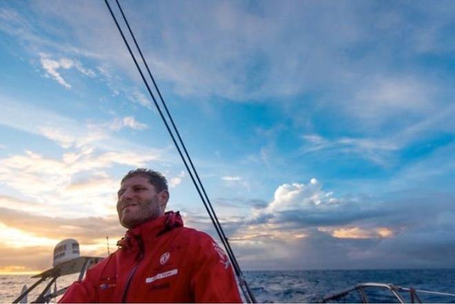 Charles ?Caudreli?er at th?e helm o?f Dongfe?ng - Volvo Ocean Race © Dongfeng Race Team